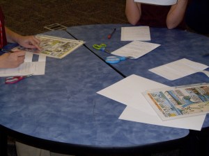 Creating foldable for Egyptian cartoons.